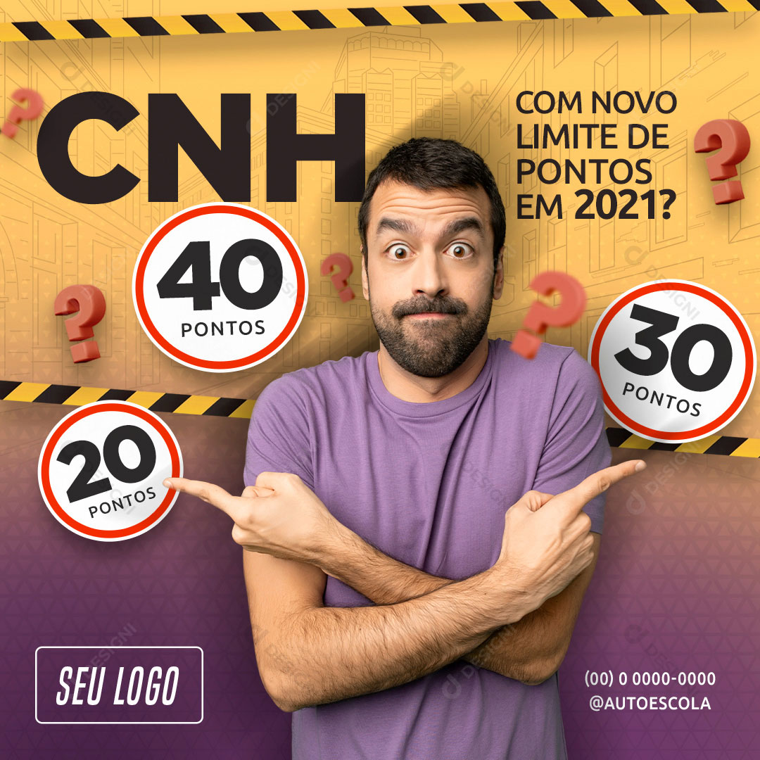 CNH Auto Escola Limite Pontos Social Media PSD Editável