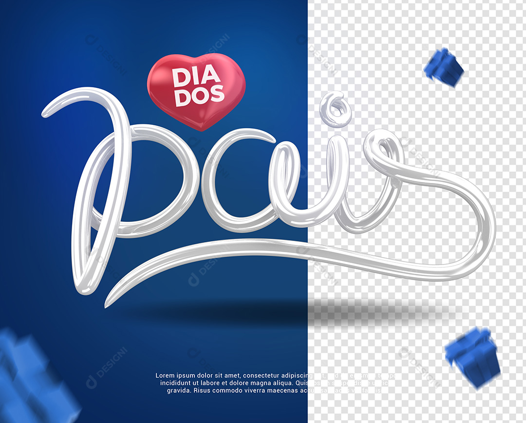 Dia dos Pais Elemento 3D Selo Para Composição PSD