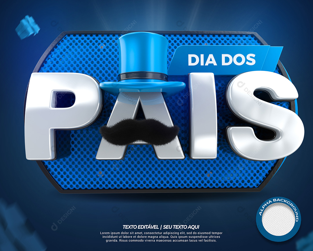 Dia dos Pais Selo 3D Elemento Para Composição PSD Social Media