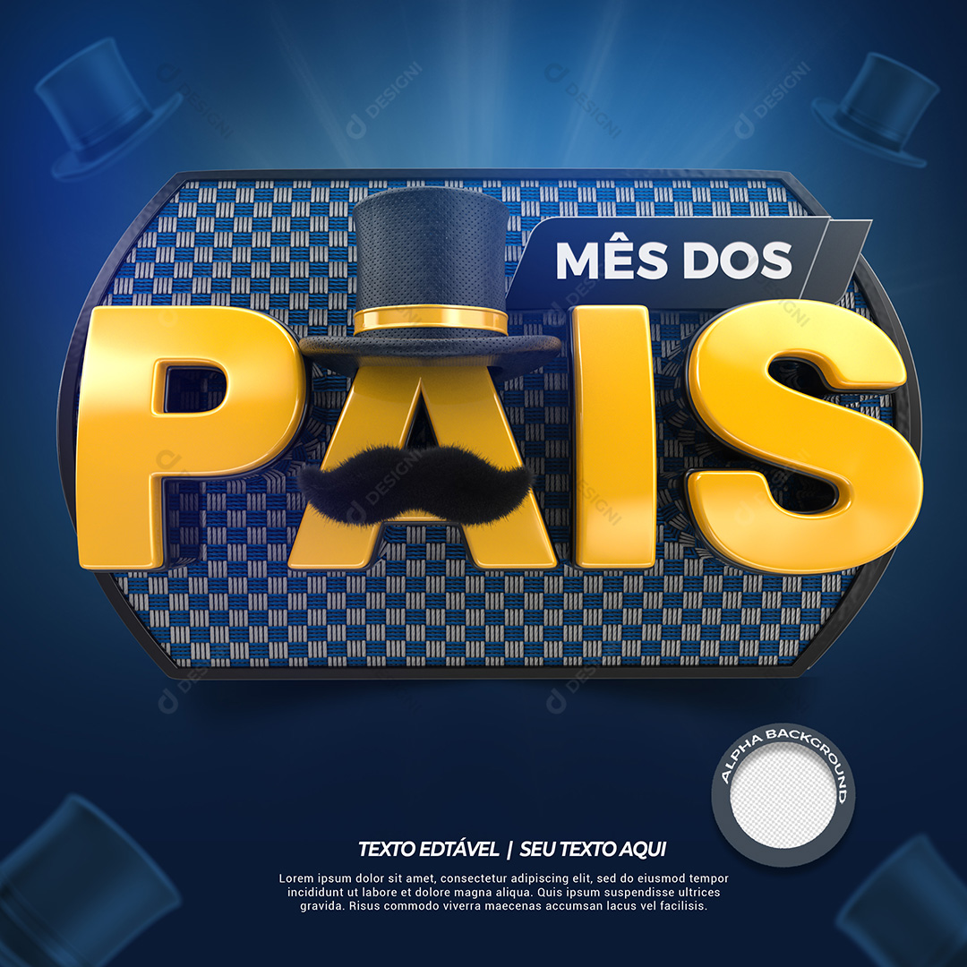 Dia dos Pais Selo 3D Elemento Para Composição PSD Social Media