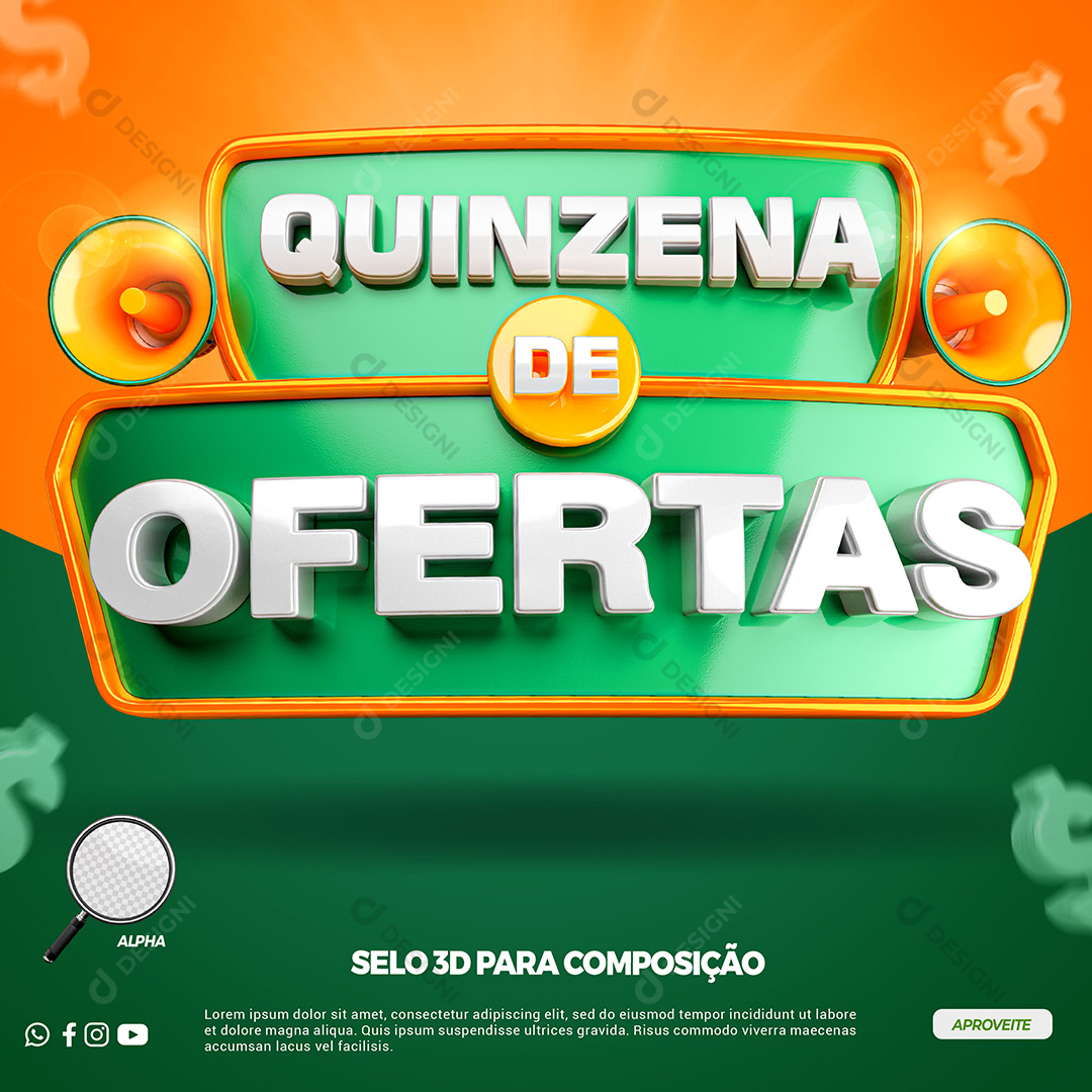 Quinzena de Ofertas Selo 3D Para Composição PSD