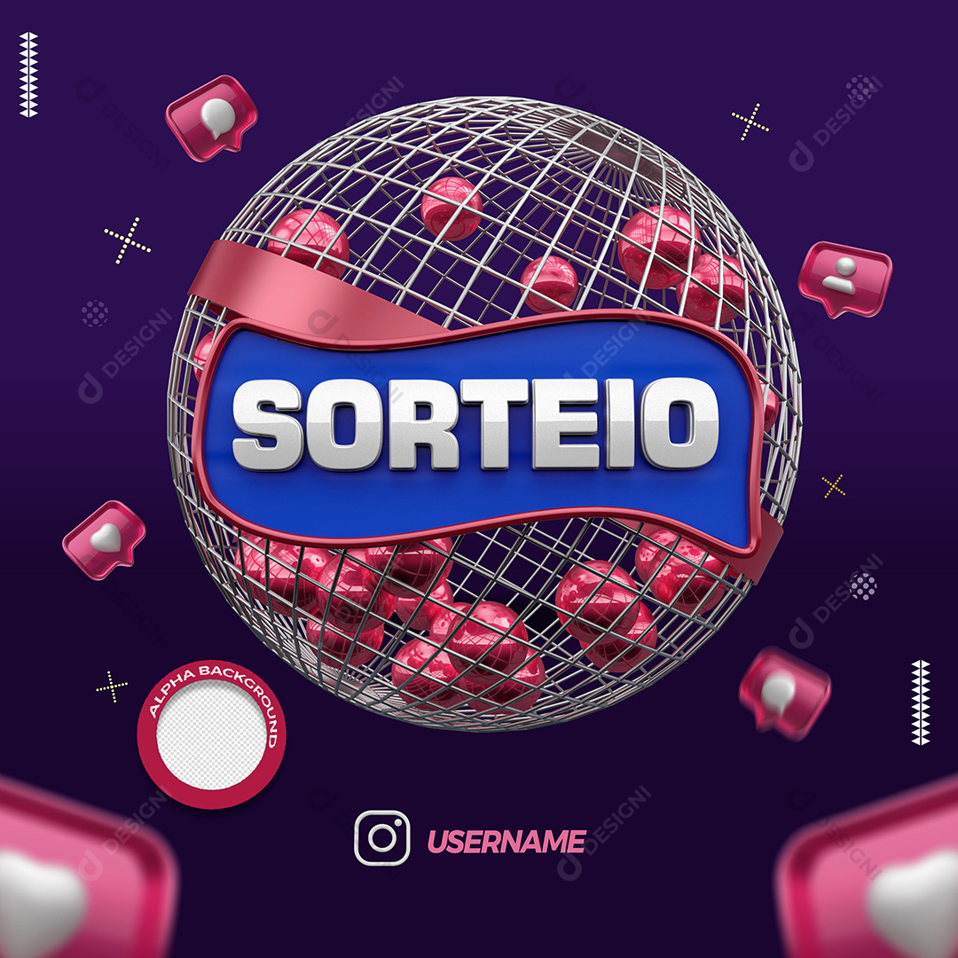 Sorteio Instagram Selo 3D Para Composição PSD