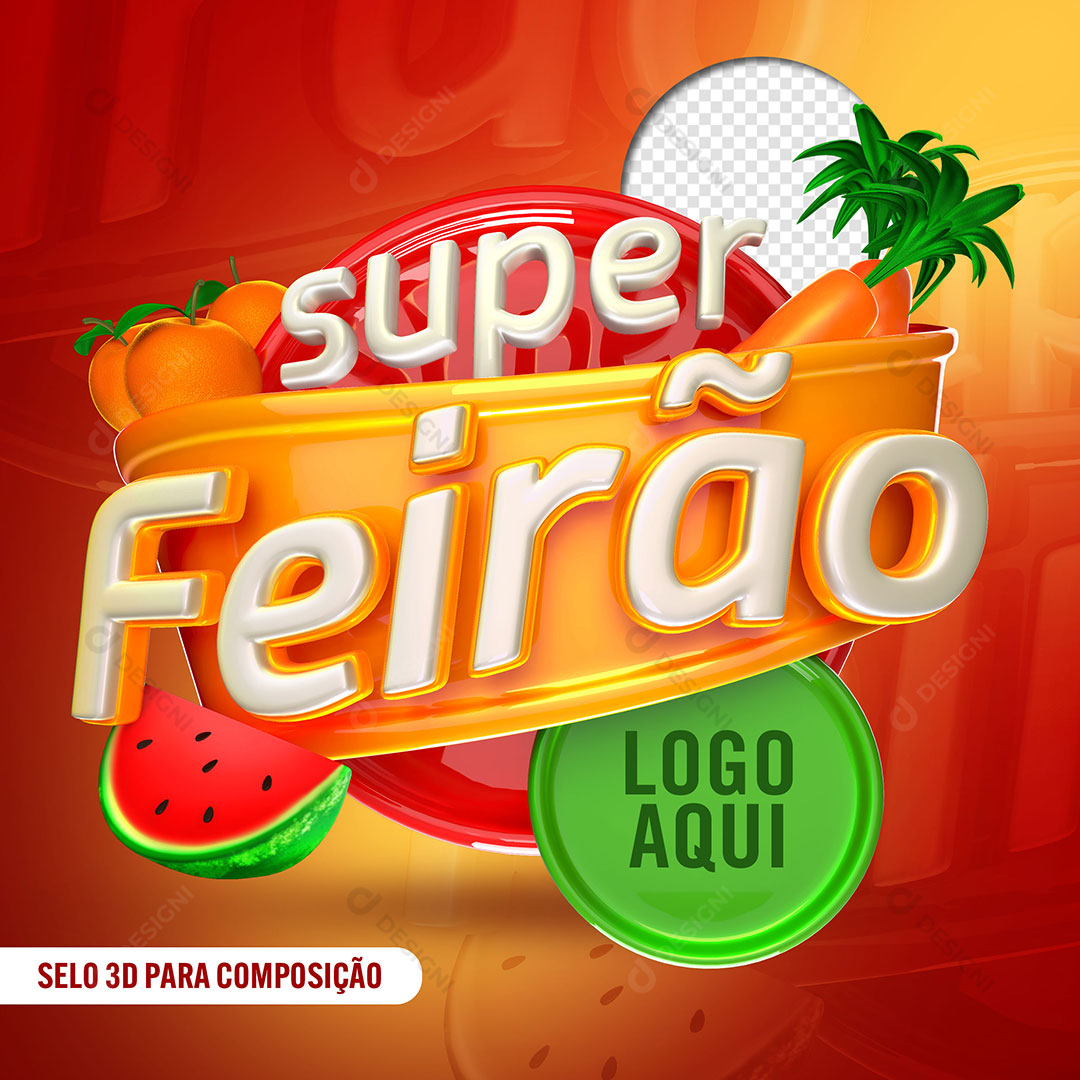 Super Feirão Selo 3D Para Composição PSD Editável