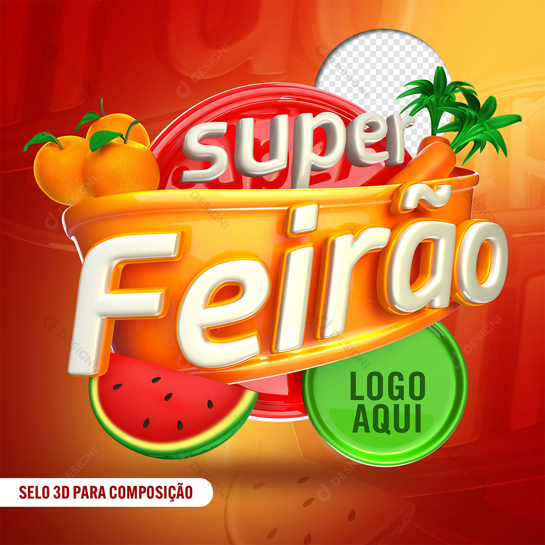 Super Feirão Selo 3D Para Composição PSD Editável