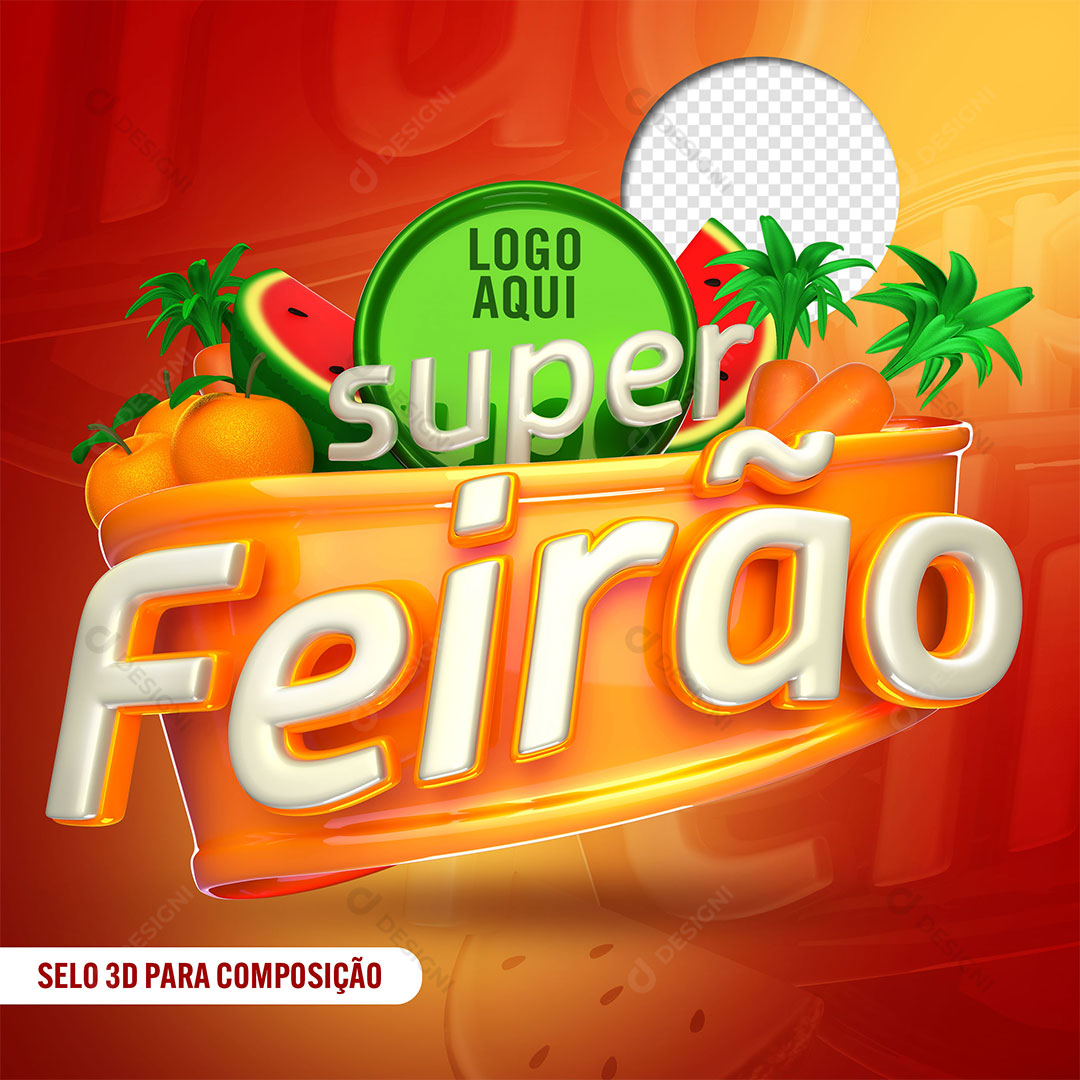 Super Feirão Selo 3D Para Composição PSD Editável