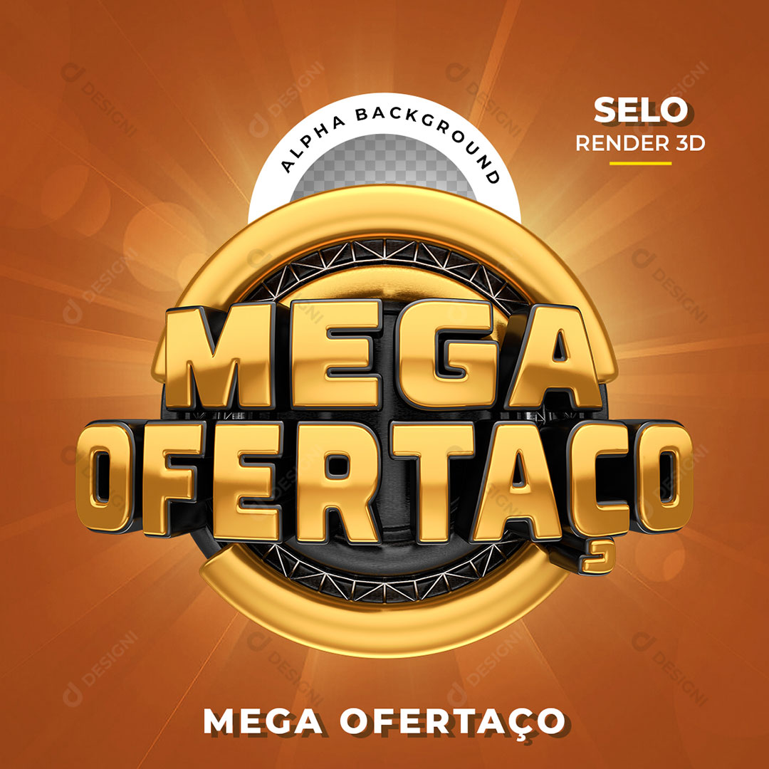 Mega Ofertaço Selo 3D PNG Transparente Sem Fundo