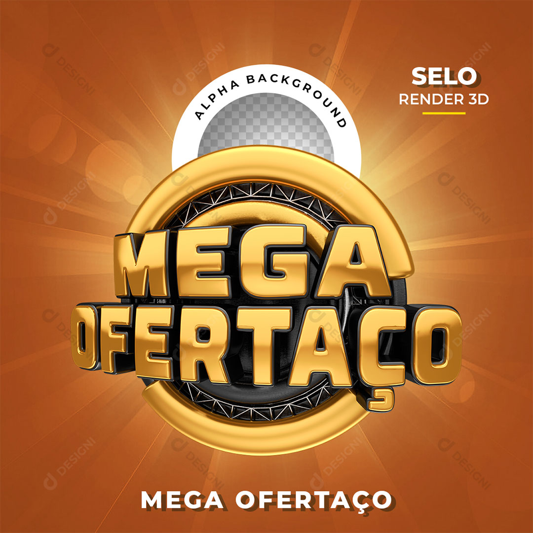 Mega Ofertaço Selo 3D PNG Transparente Sem Fundo
