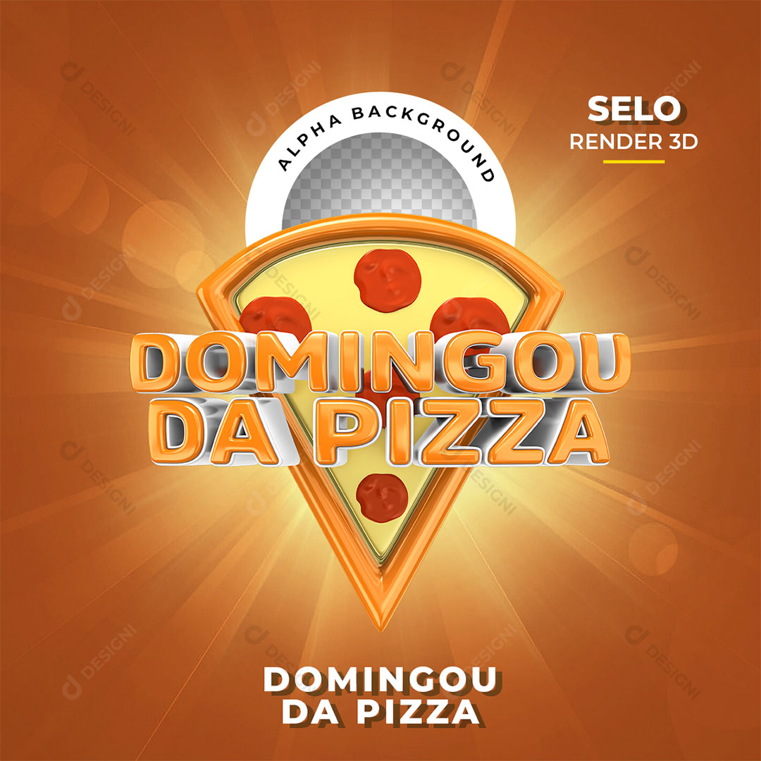 Domingou da Pizza Selo 3D PNG Transparente Sem Fundo