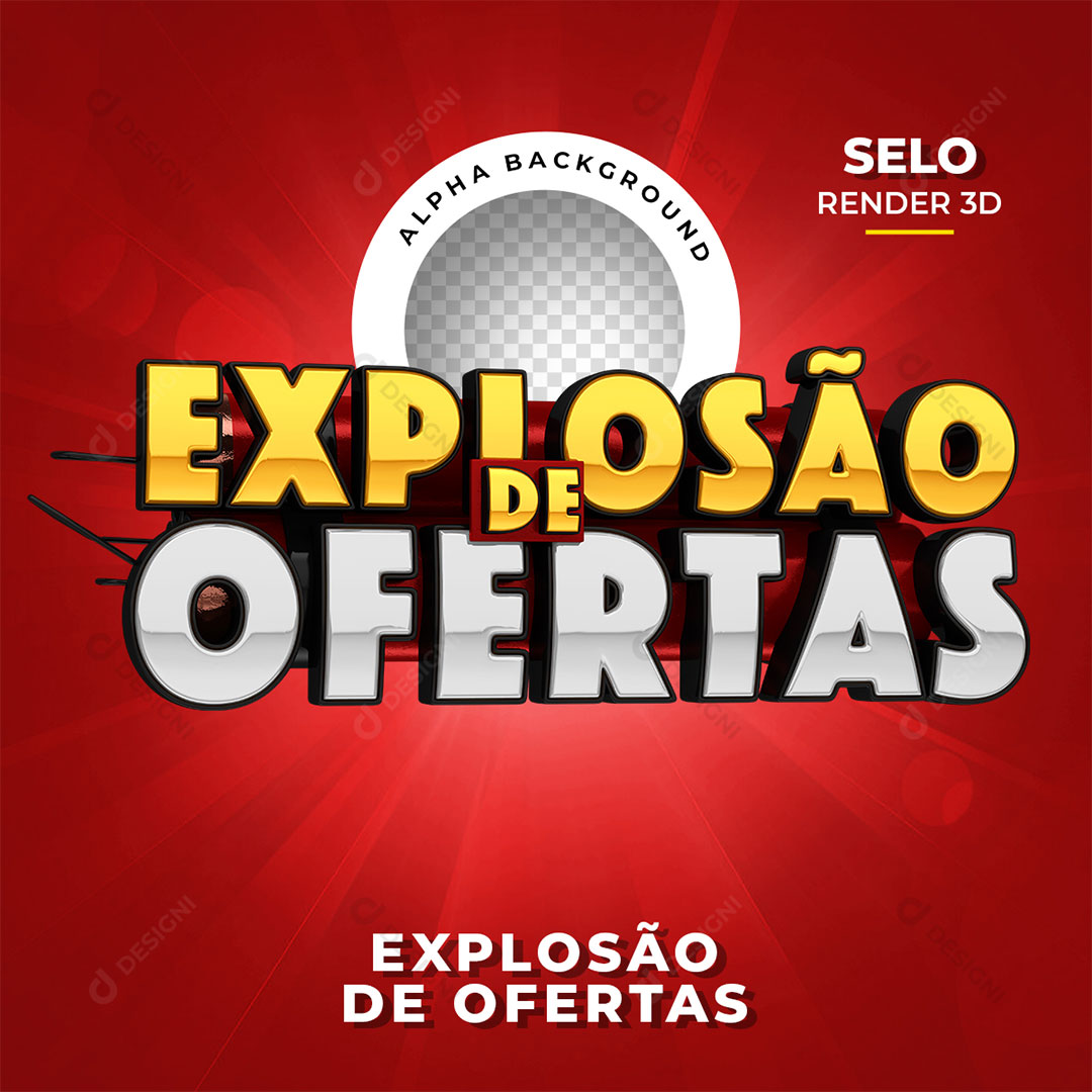 Explosão de Ofertas Selo 3D PNG Transparente