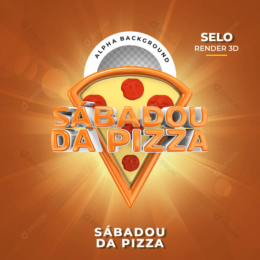 Sábadou da Pizza Selo 3D Para Composição PNG Transparente
