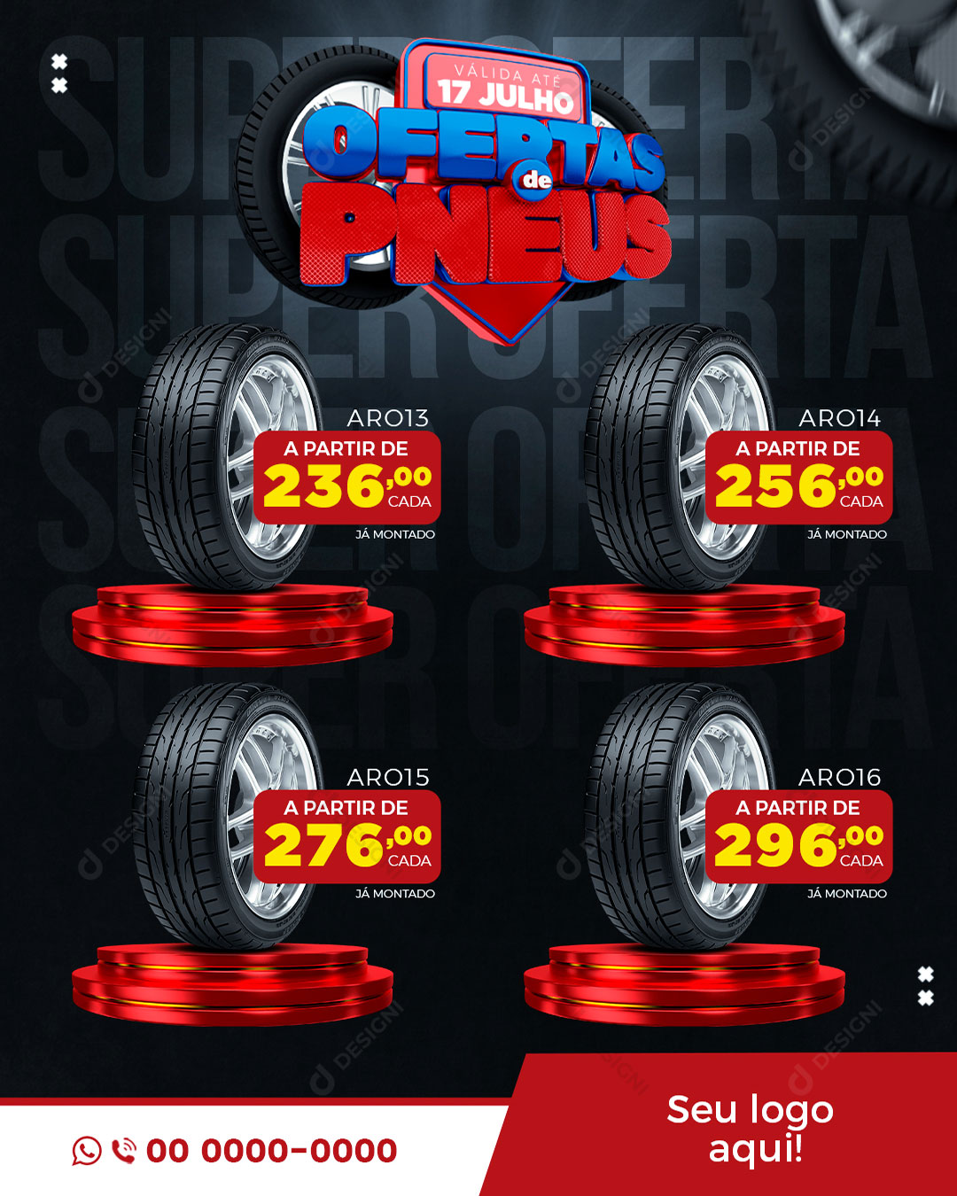Ofertas de Pneus Social Media PSD Editável