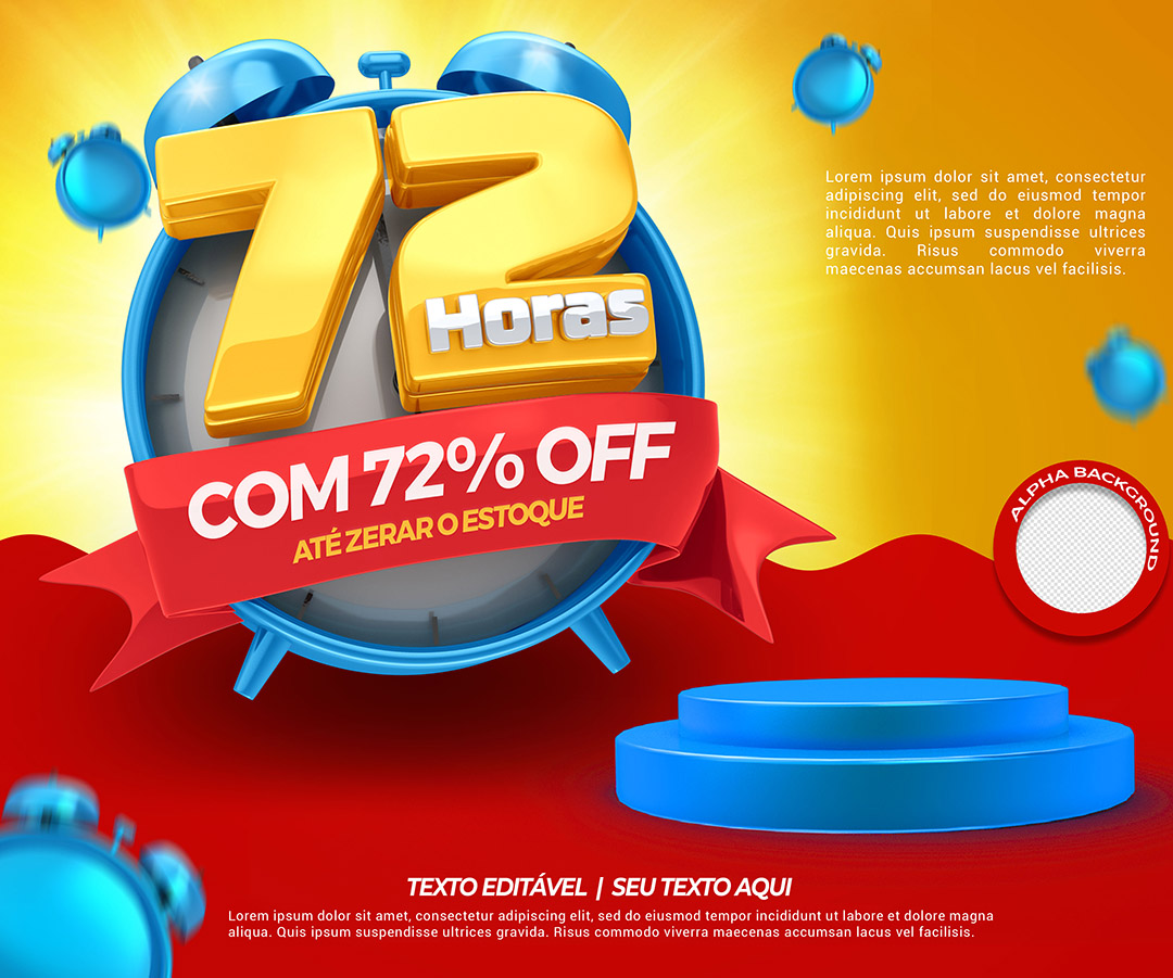 72 Horas de Descontos Lojas Supermercados Banner PSD Editável