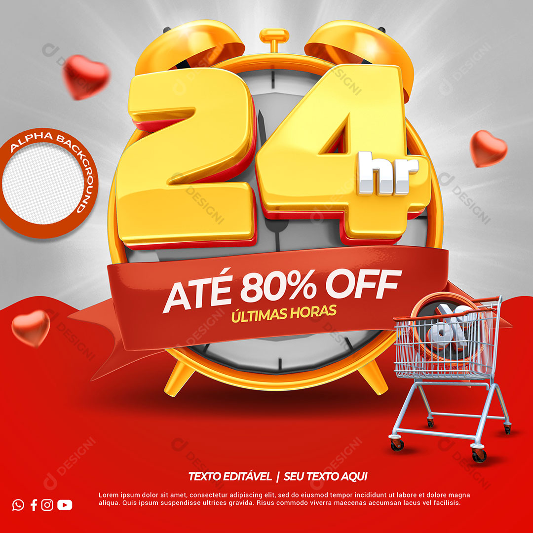 24 Horas de Descontos Ofertas Social Media PSD Editável