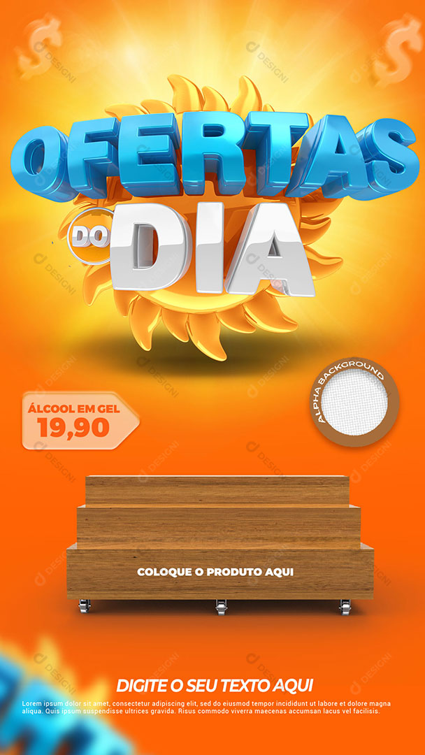 Ofertas do Dia Social Media PSD Selo 3D Supermercados Lojas