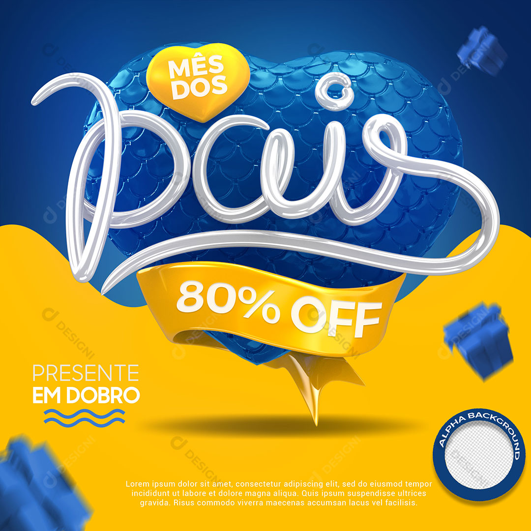 Mês dos Pais Selo 3D Para Composição Descontos PSD