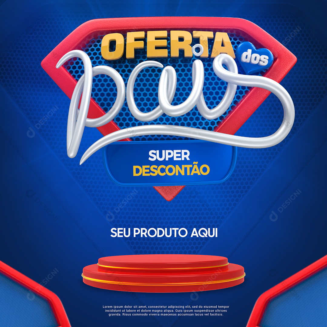 Selo 3D Social Media PSD Dia dos Pais Ofertas Descontos