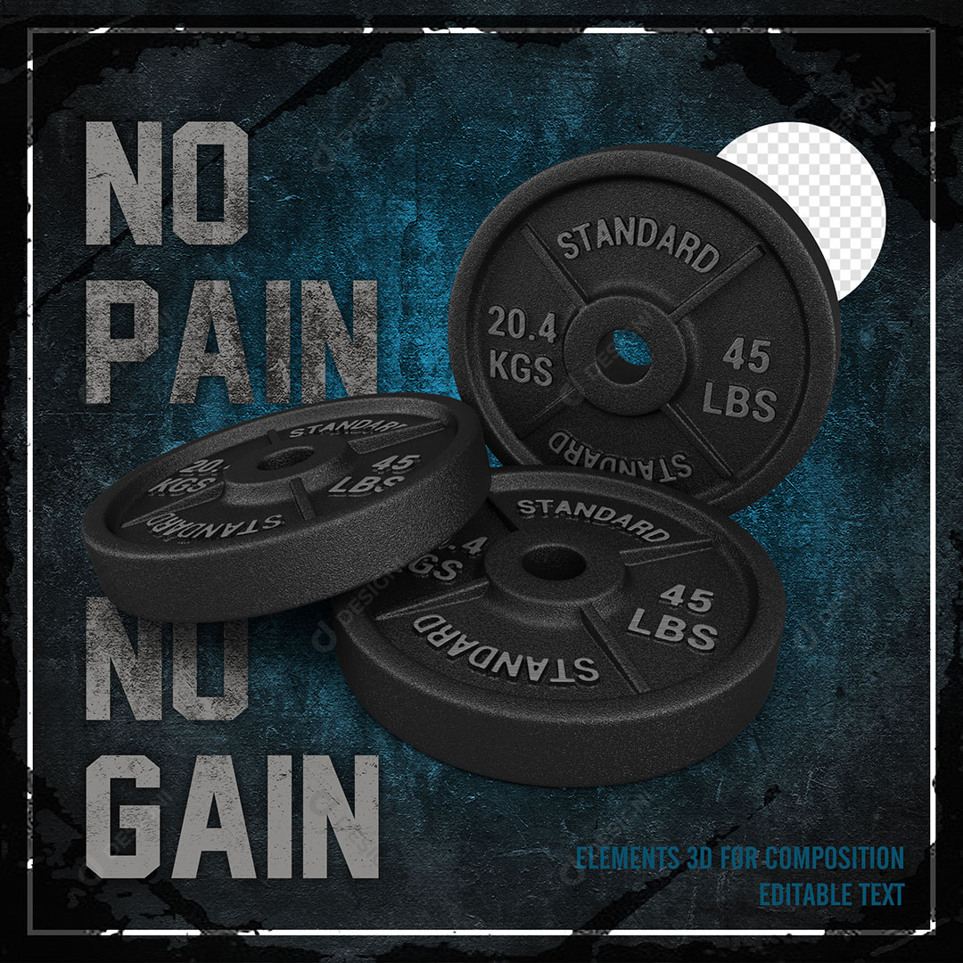 Academia Gym Anilhas Social Media PSD Elemento 3D