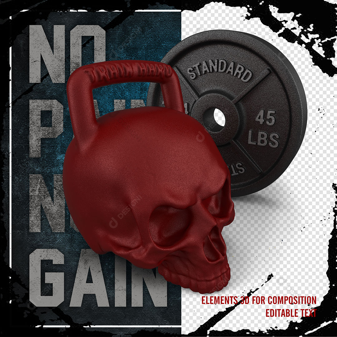 Academia Gym Anilhas Kettlebell Social Media PSD Elemento 3D