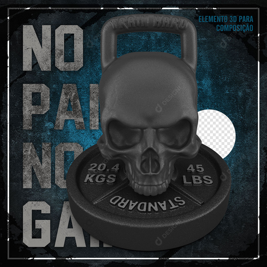 Academia Gym Anilhas Kettlebell Social Media PSD Elemento 3D