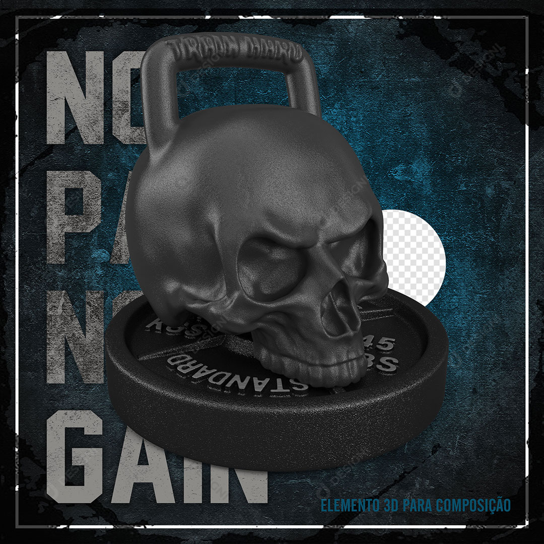 Academia Gym Anilhas Kettlebell Social Media PSD Elemento 3D
