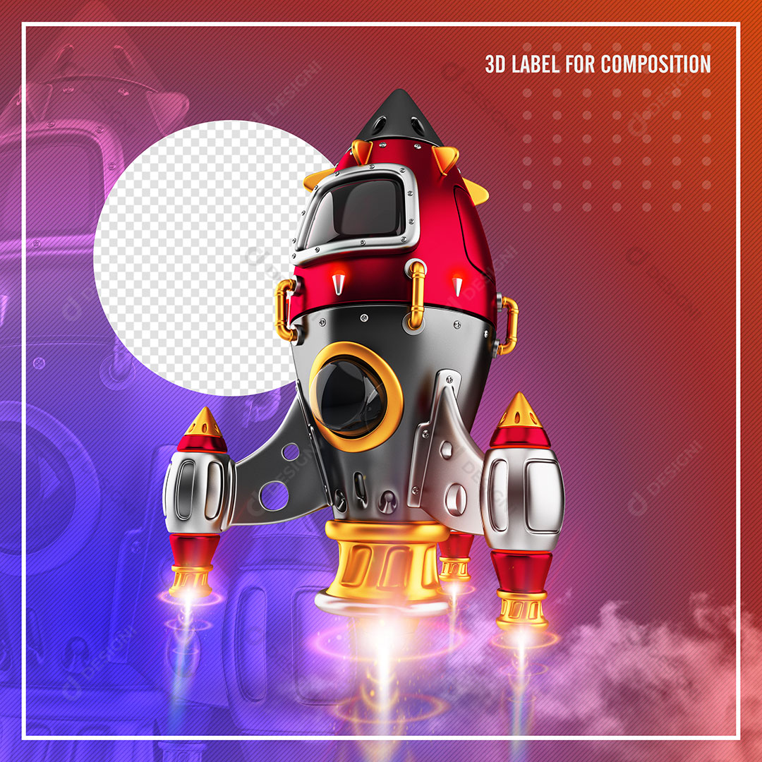 Foguete 3D Rocket PSD Para Composição