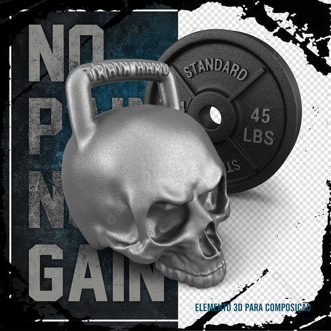 Academia Gym Anilhas Kettlebell Social Media PSD Elemento 3D