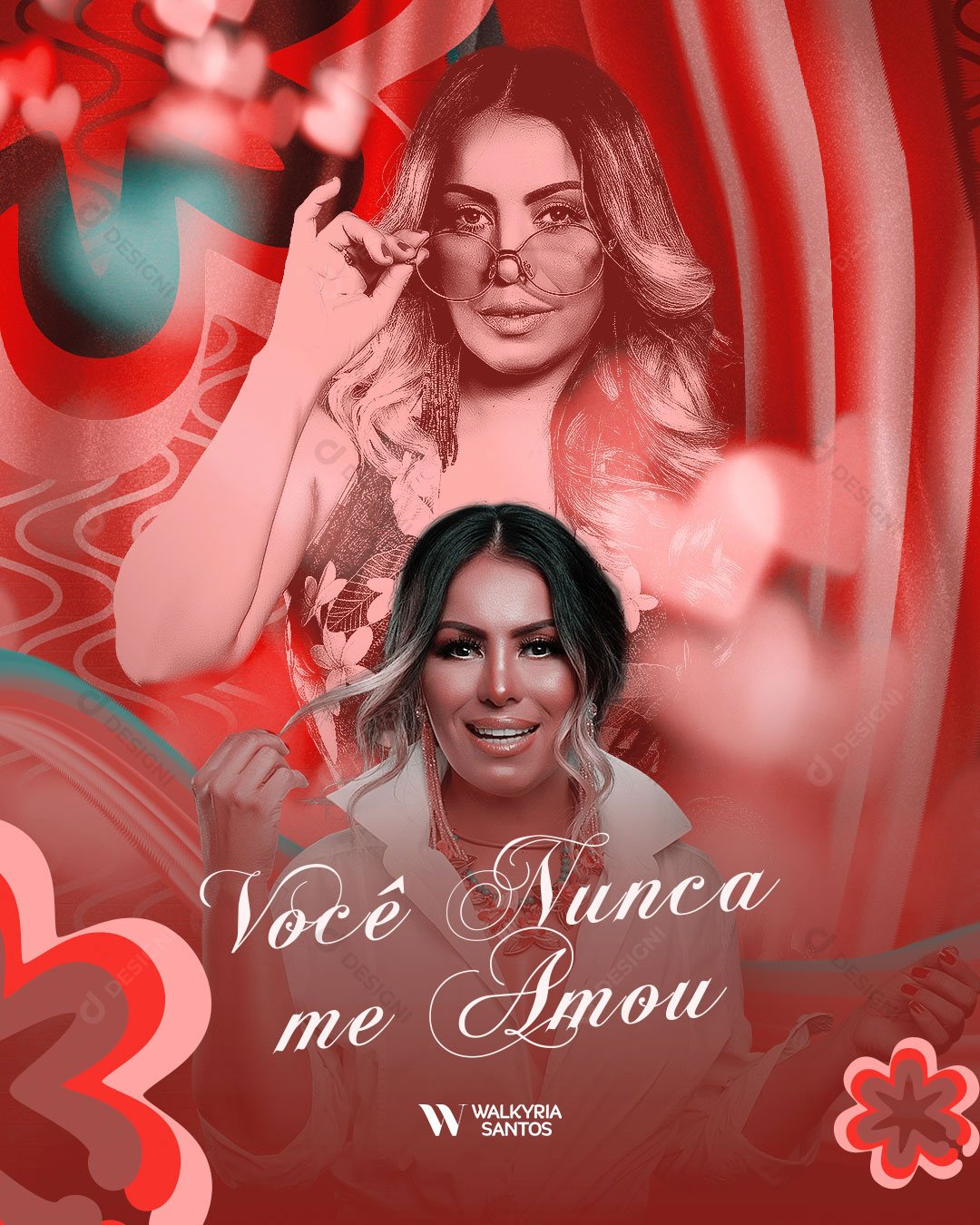 Flyer Cantora Walkiria Voçe Nunca Social Media PSD Editável