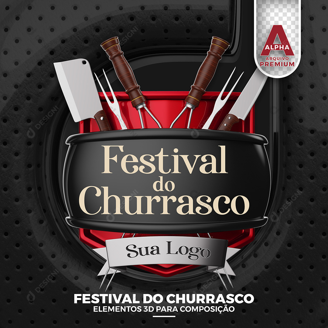Elemento 3D Festival Do Churrasco PSD Texto Editável