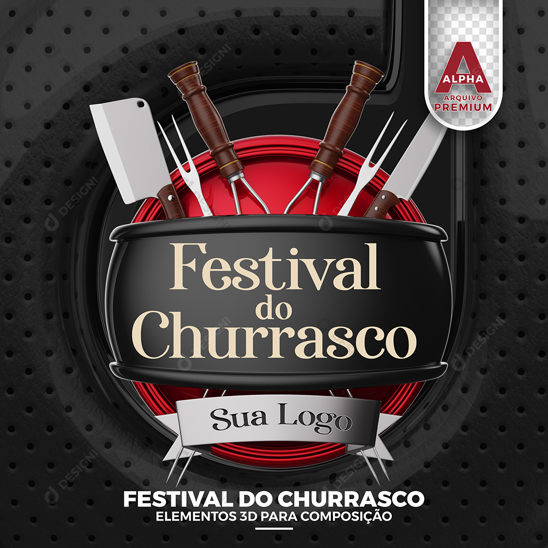 Elemento 3D Festival Do Churrasco PSD Texto Editável