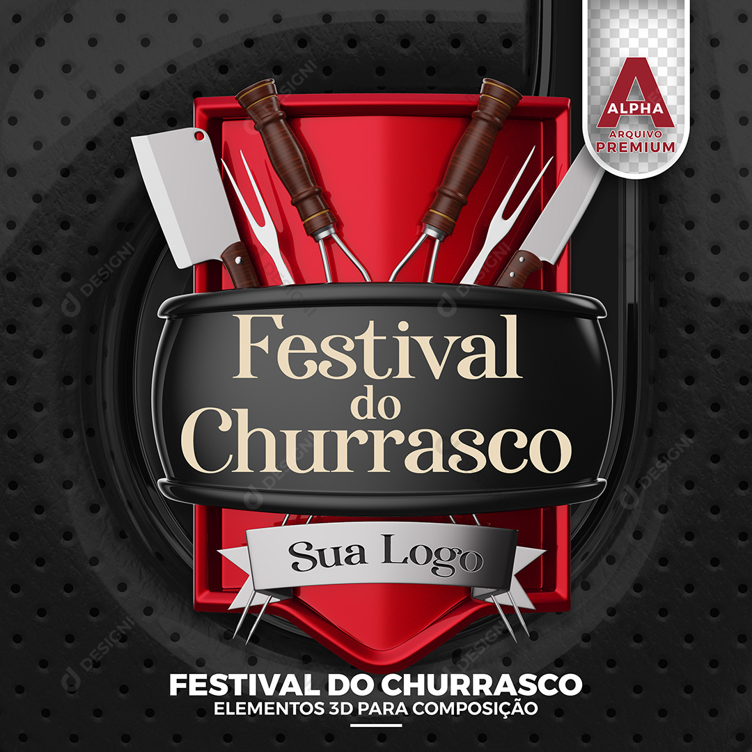 Elemento 3D Festival Do Churrasco PSD Texto Editável