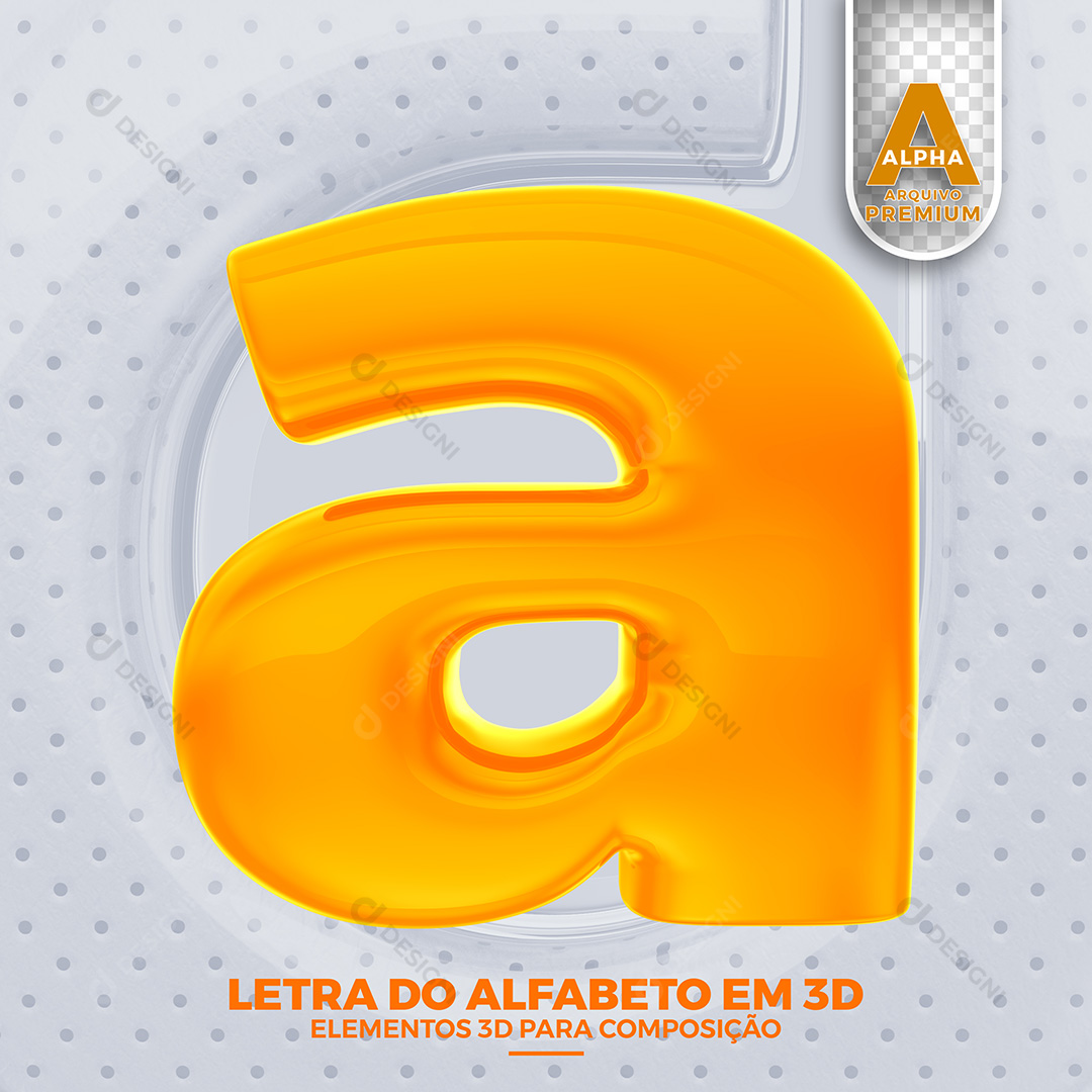 Letra A Alfabeto Minúsculo Elementos 3D PSD