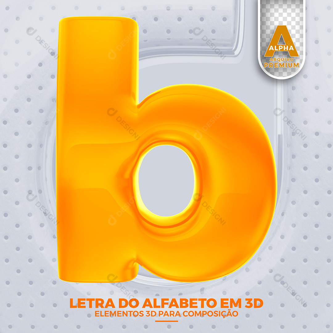 Letra B Alfabeto Minúsculo Elementos 3D PSD