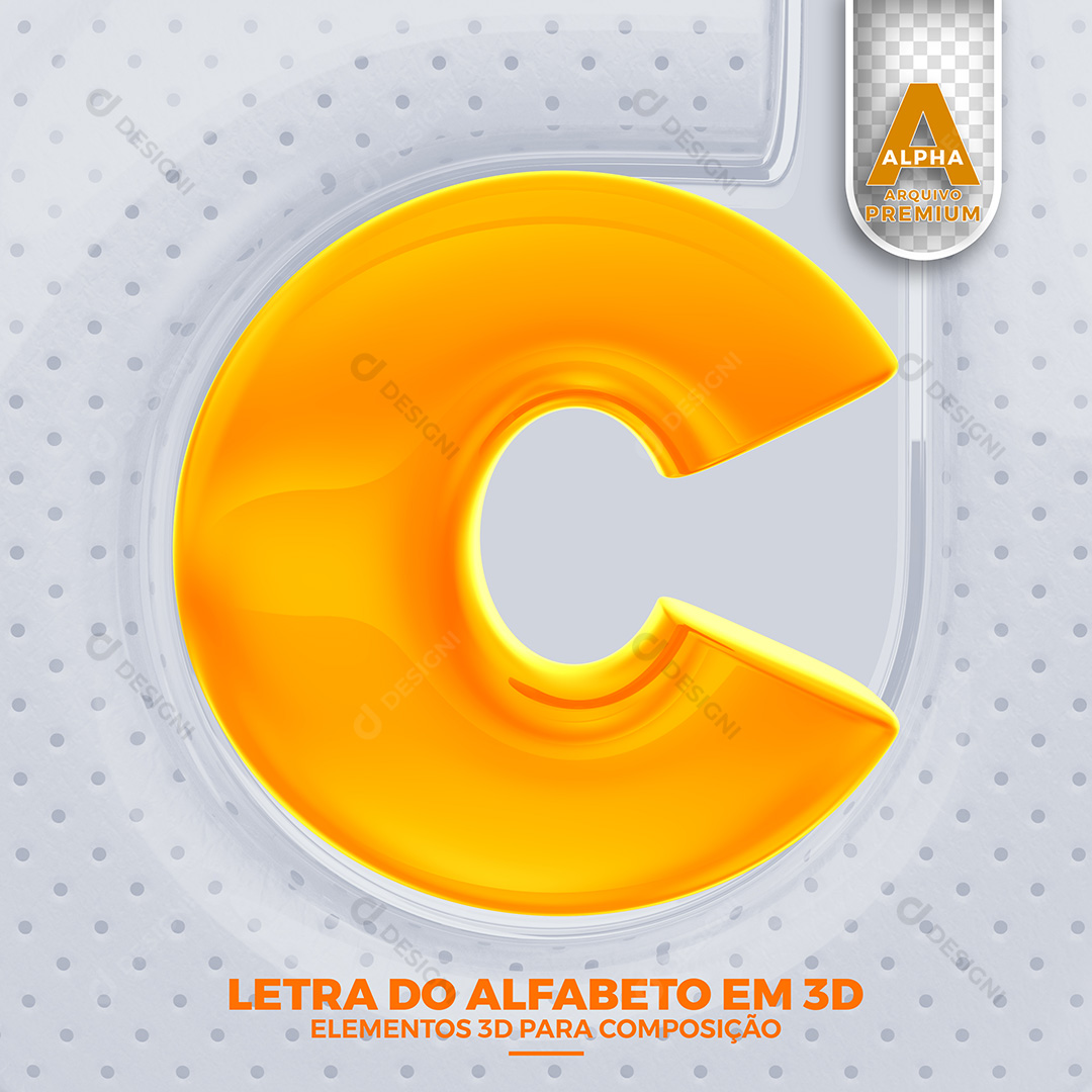 Letra C Alfabeto Minúsculo Elementos 3D PSD