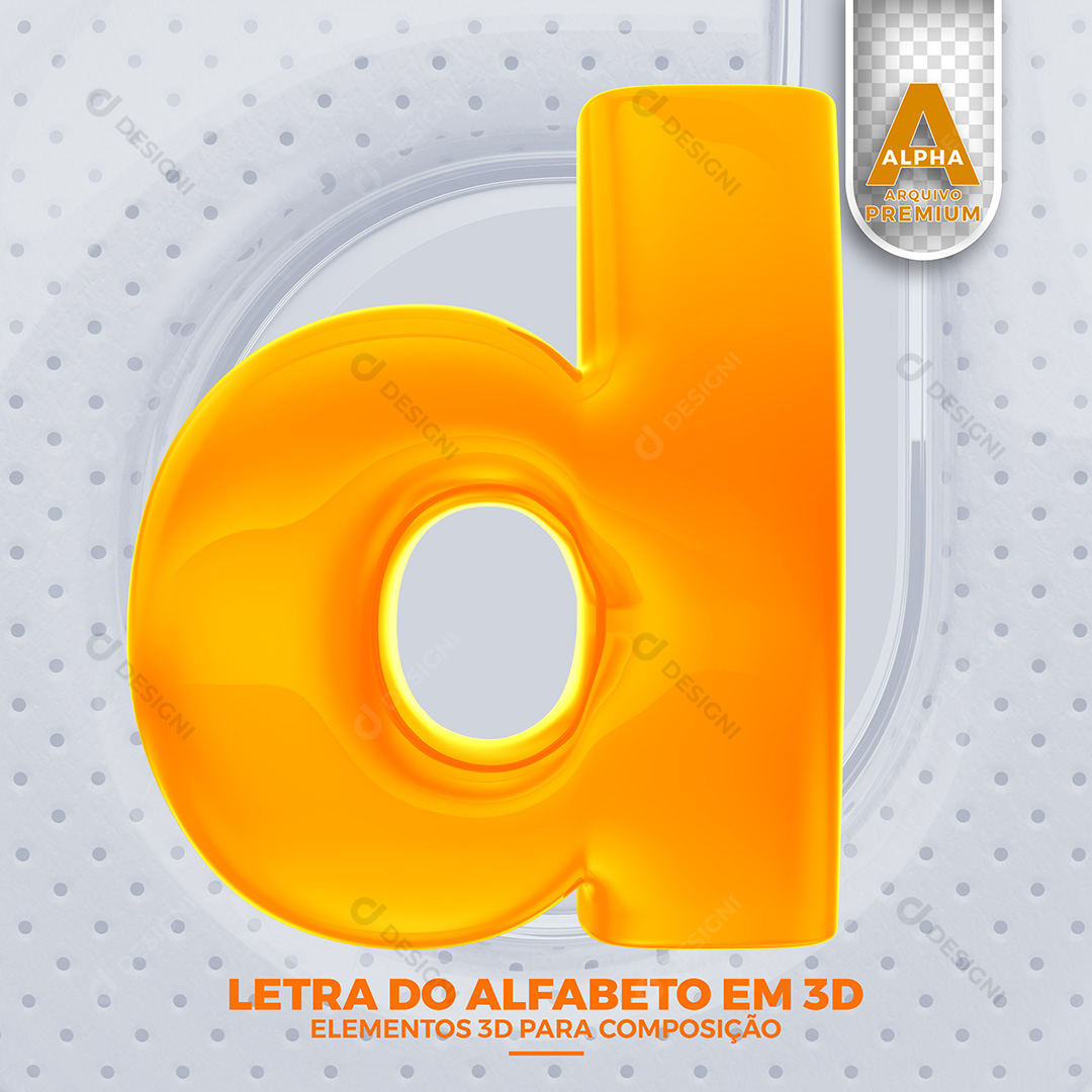 Letter D Lowercase Alphabet 3D Elements PSD