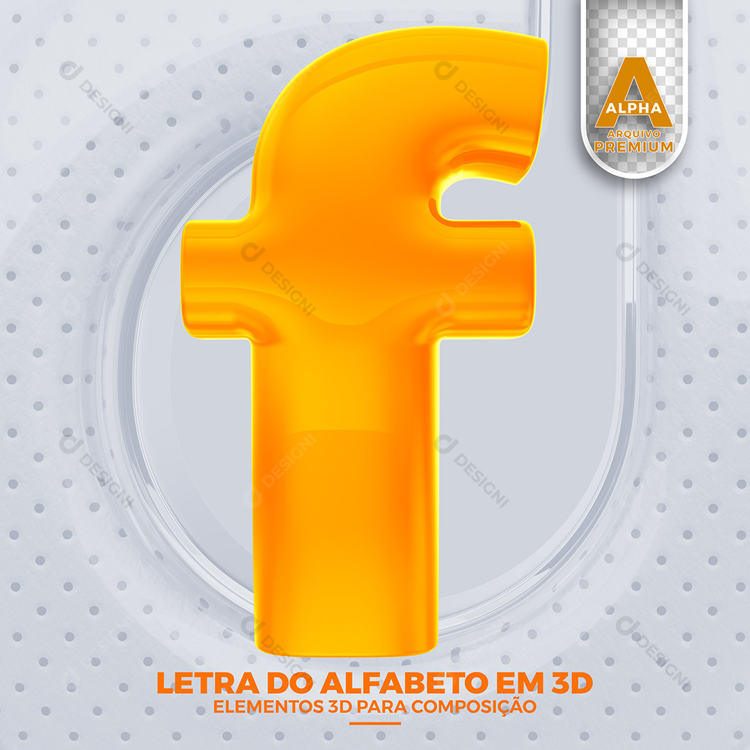 Letra F Alfabeto Minúsculo Elementos 3D PSD