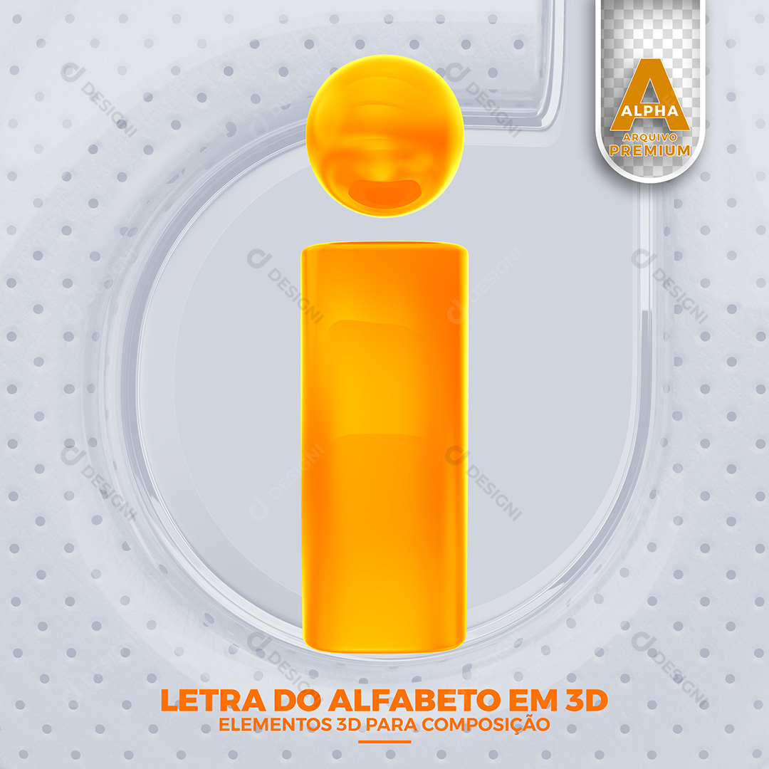 Letra I Alfabeto Minúsculo Elementos 3D PSD