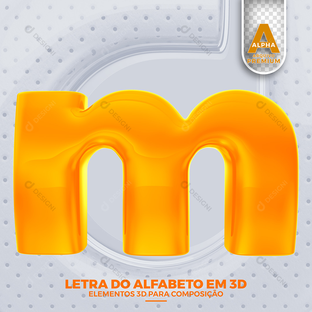 Letra M Alfabeto Minúsculo Elementos 3D PSD