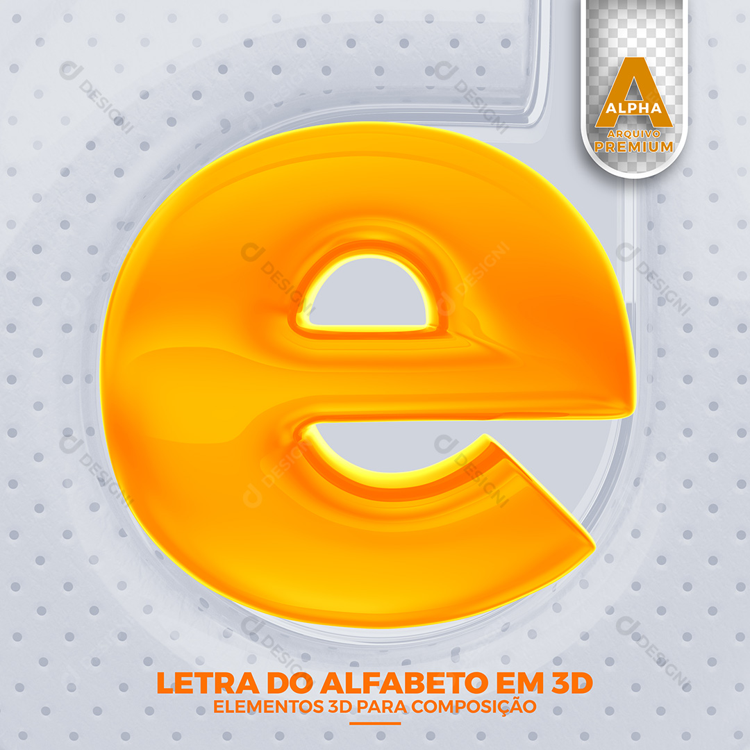 Letra E Alfabeto Minúsculo Elementos 3D PSD