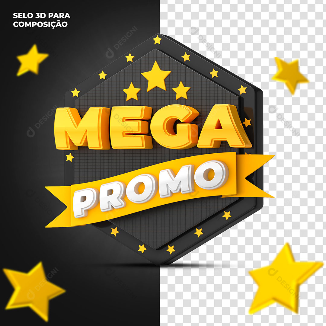 Mega Promo Selo 3D Para Composição PNG Transparente