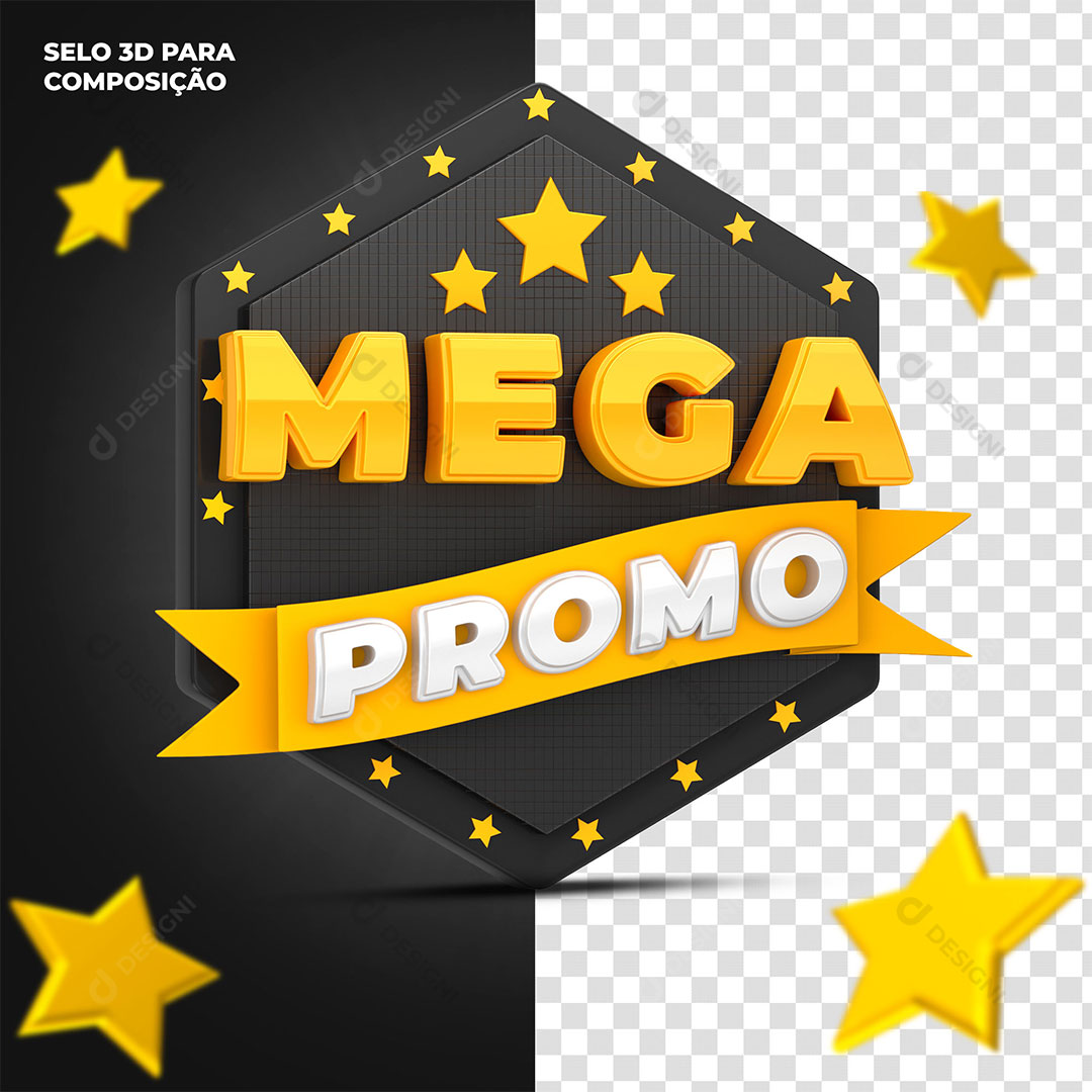 Mega Promo Selo 3D Para Composição PNG Transparente