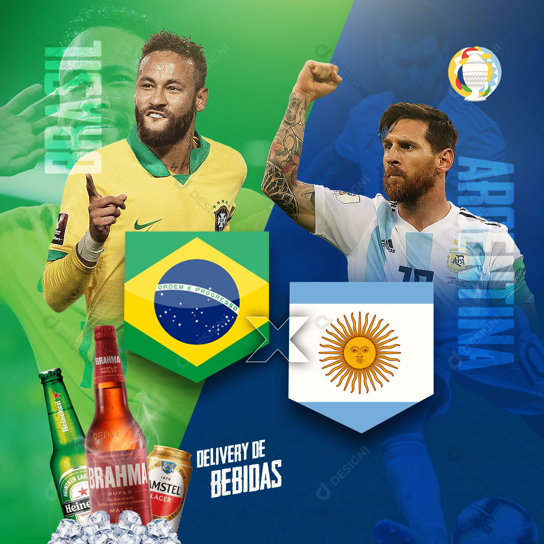 Flyer Jogo Brasil X Argentina Social Media PSD Editável