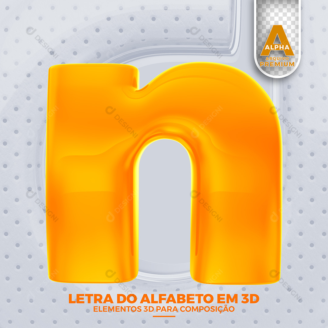 Letra N Alfabeto Minúsculo Elementos 3D PSD