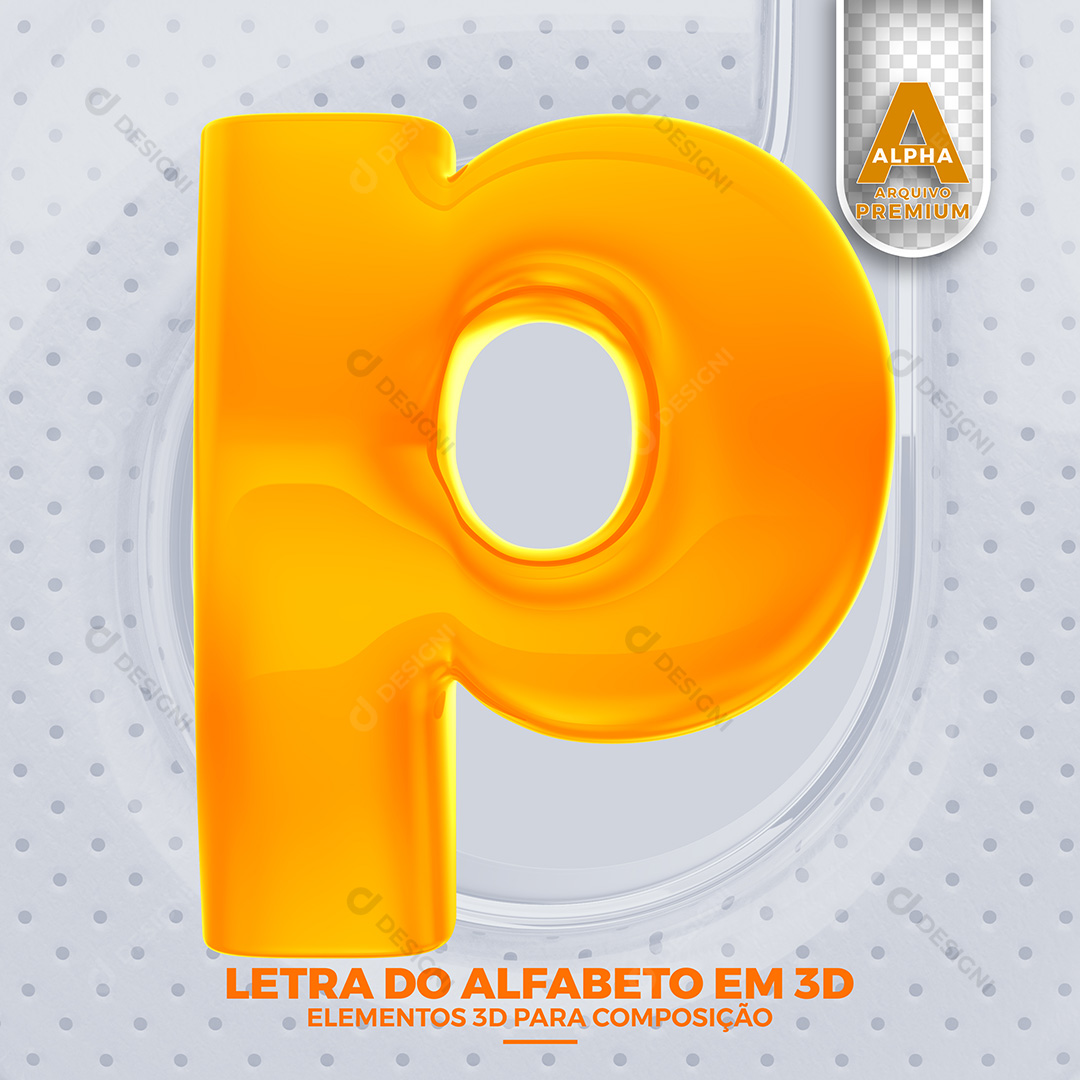 Letra P Alfabeto Minúsculo Elementos 3D PSD