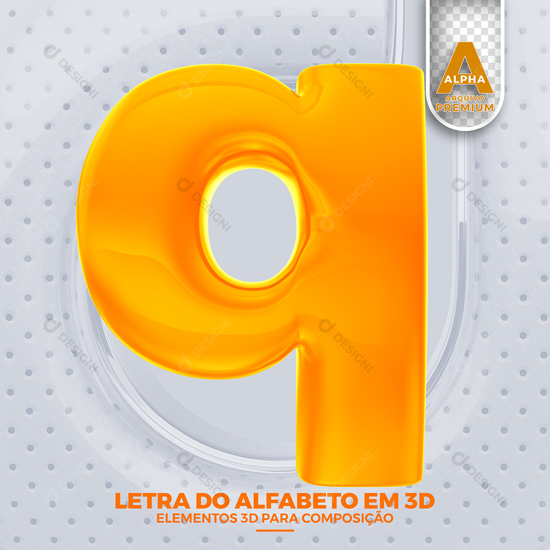 Letra Q Alfabeto Minúsculo Elementos 3D PSD