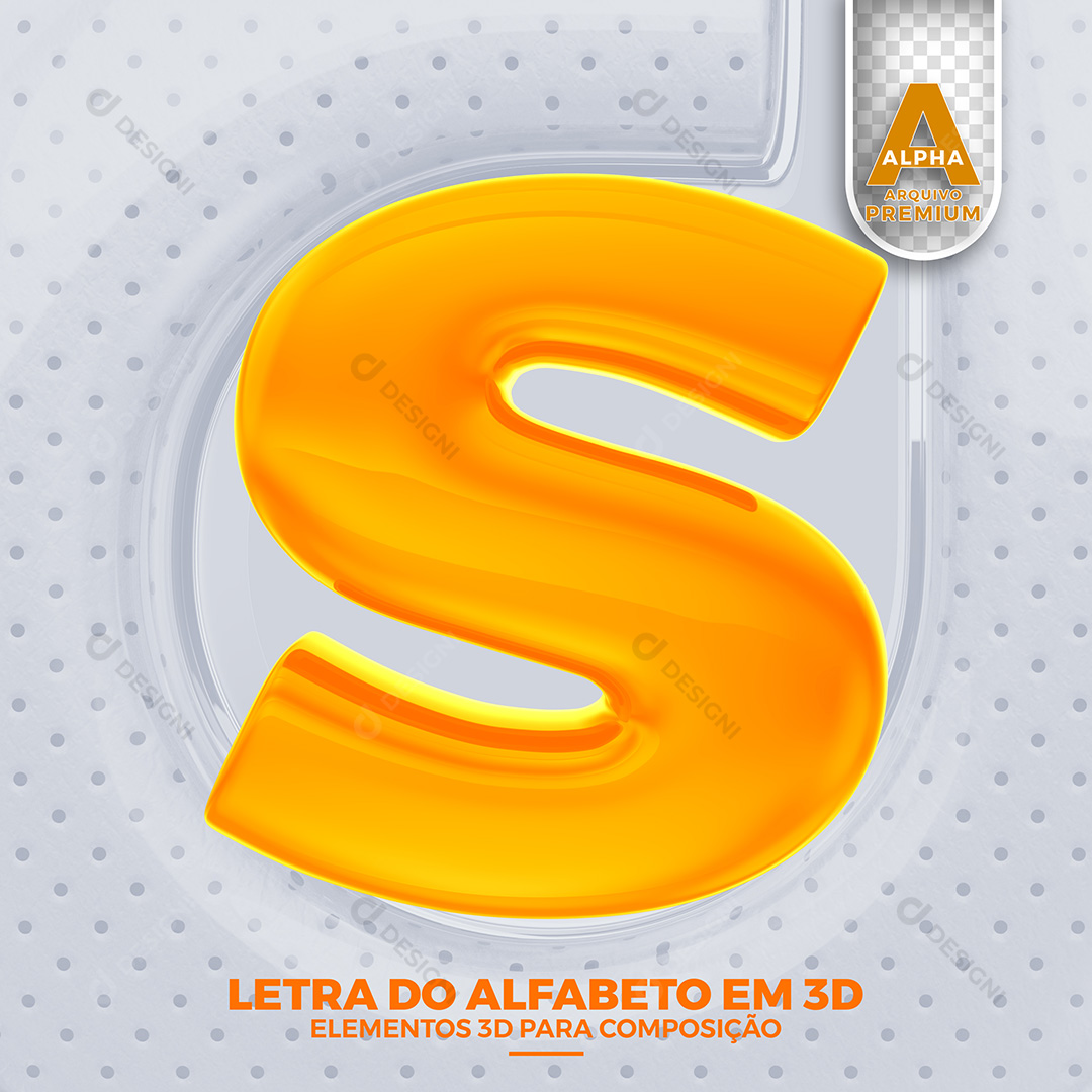Letra S Alfabeto Minúsculo Elementos 3D PSD