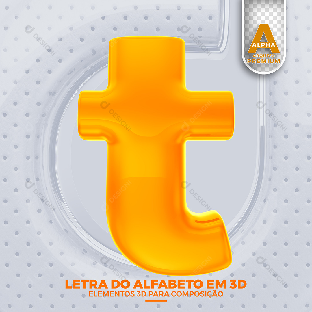 Letra T Alfabeto Minúsculo Elementos 3D PSD