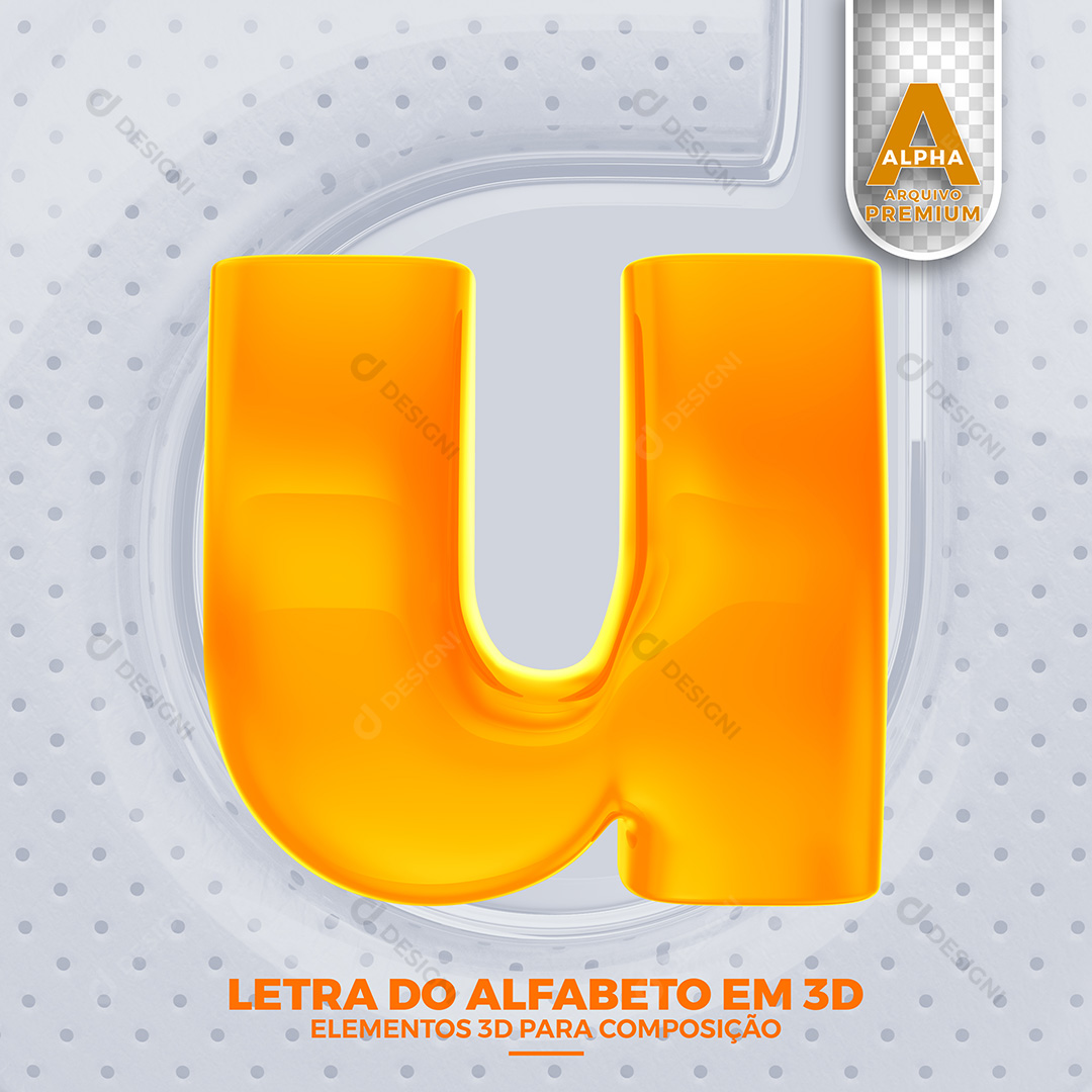 Letra U Alfabeto Minúsculo Elementos 3D PSD