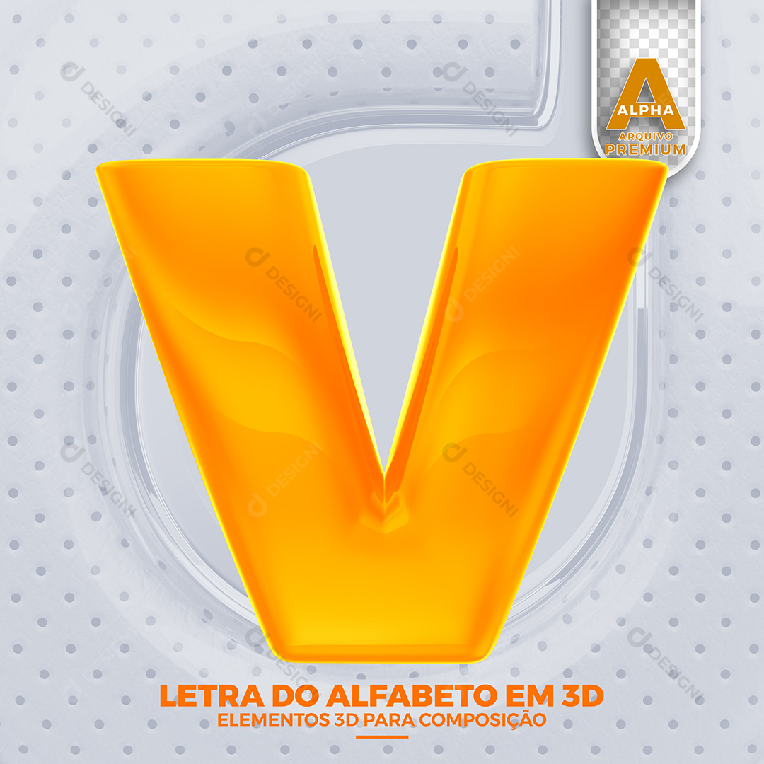 Letra V Alfabeto Minúsculo Elementos 3D PSD