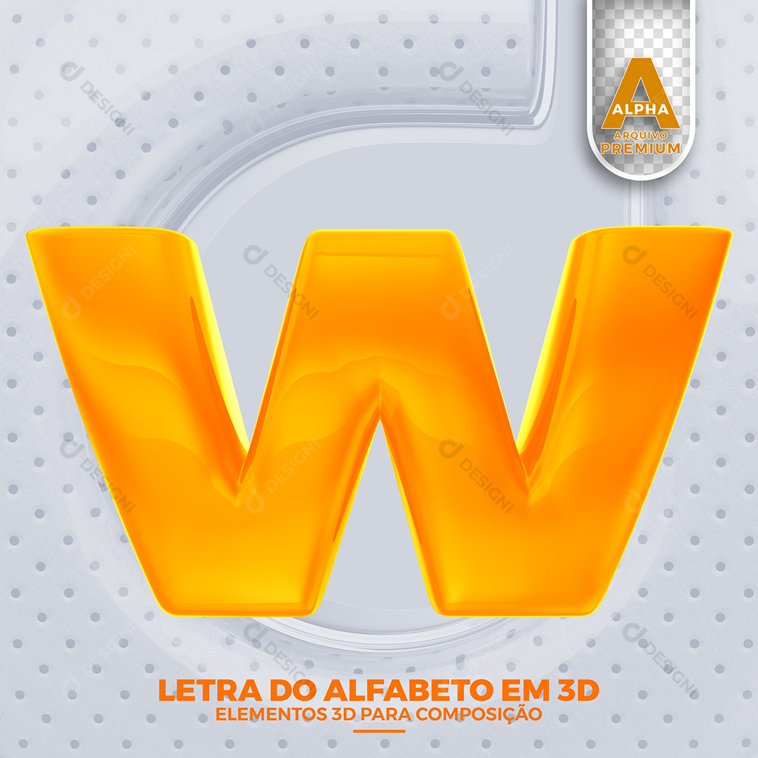 Letra W Alfabeto Minúsculo Elementos 3D PSD