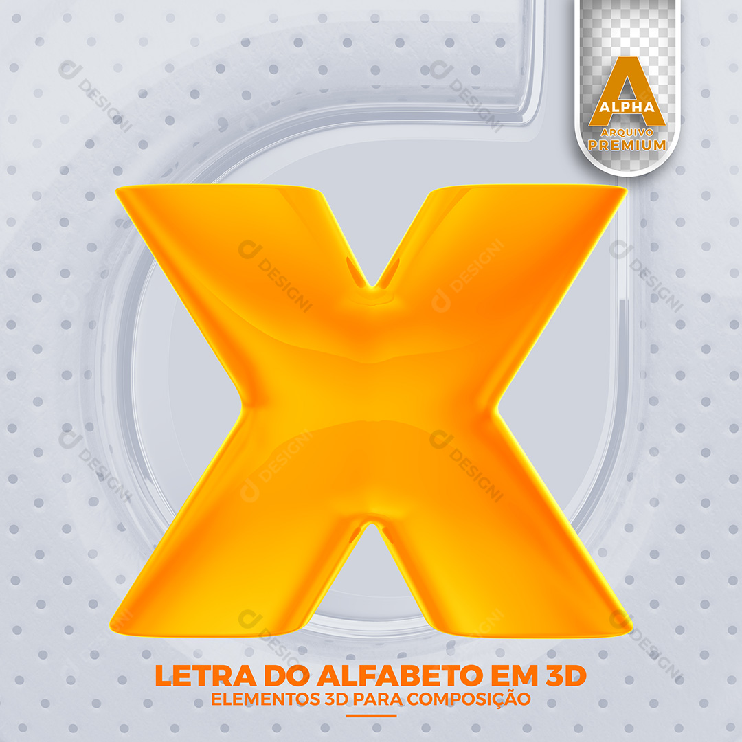 Letra X Alfabeto Minúsculo Elementos 3D PSD